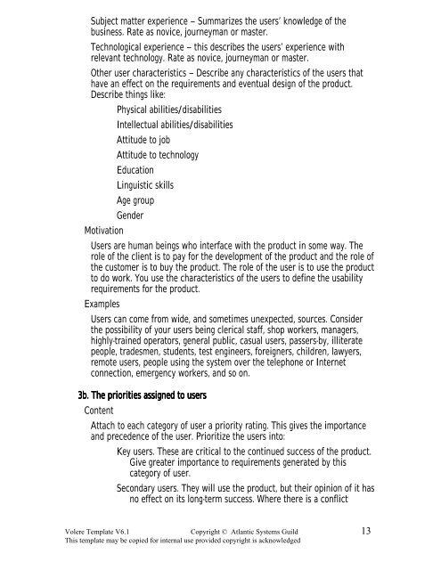 Volere Requirements Specification Template