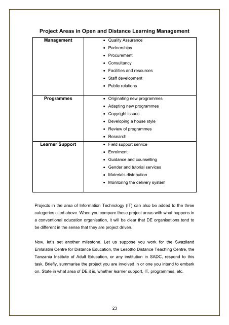 successful project management - Commonwealth of Learning