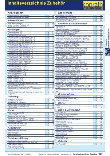 Inhaltsverzeichnis Zubehör - Konrath Sonderleuchten