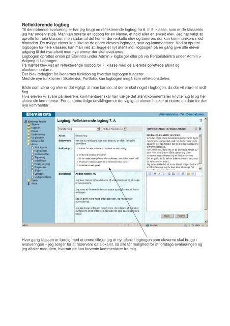 Reflekterende logbog - samlemapper - digital aflevering ... - SkoleIntra
