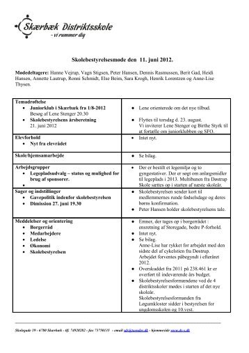 Referat 11.6. 2012 - Skærbæk Distriktsskole