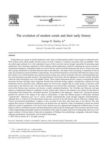 The evolution of modern corals and their early history