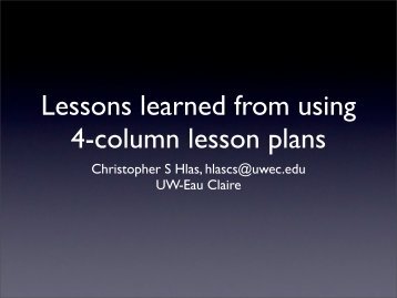 Lessons learned from using 4-column lesson planning with ...