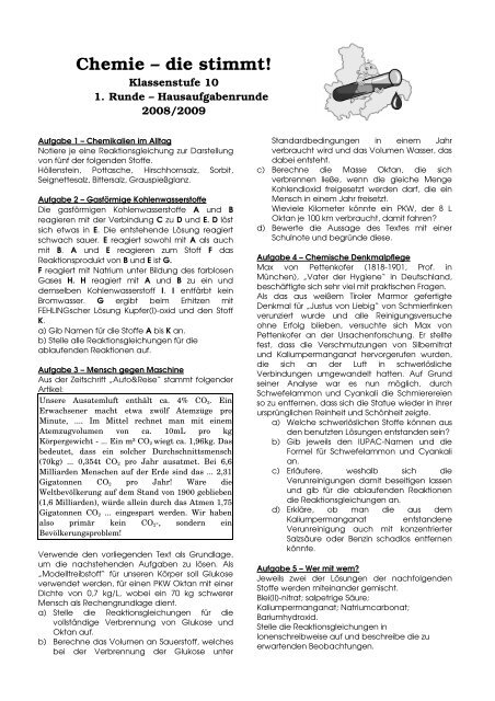 Aufgabe - Chemie - die stimmt!
