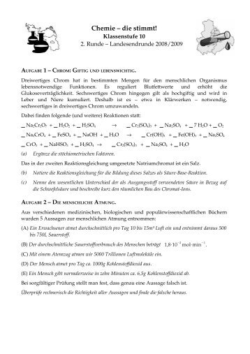 Aufgaben - Chemie - die stimmt!