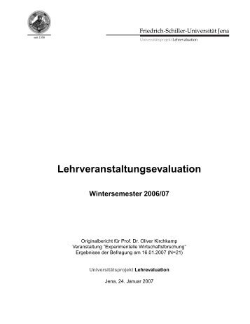 Lehrveranstaltungsevaluation - Oliver Kirchkamp