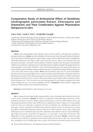 (Andrographis paniculata) Extract, Chloroquine and Artemisinin and ...