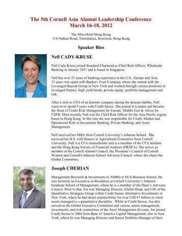 Speaker Bios - Alumni - Cornell University