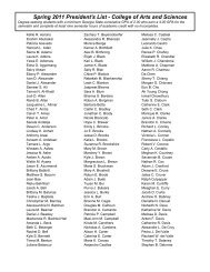 Spring 2011 President's List - College of Arts and Sciences