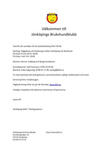 VÃ¤lkommen till JÃ¶nkÃ¶pings Brukshundklubb