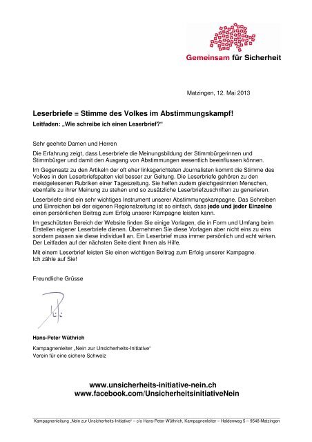 Wie schreibe ich einen Leserbrief - OGZO