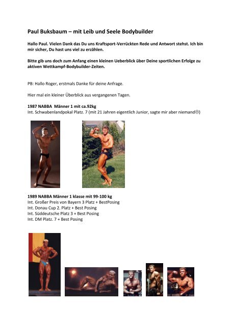 Paul Buksbaum A Mit Leib Und Seele Bodybuilder Der Wille Zur Kraft