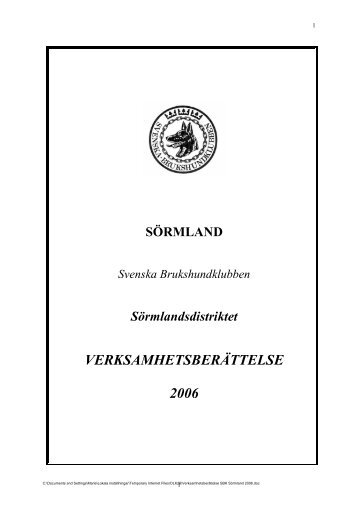 VerksamhetsberÃ¤ttelse 2005 - Svenska Brukshundklubben