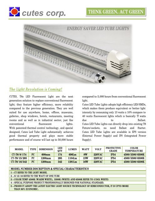 LED Tube Lights Cutes Corp