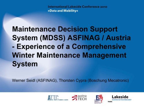 (MDSS) ASFiNAG / Austria - Lakeside Conference