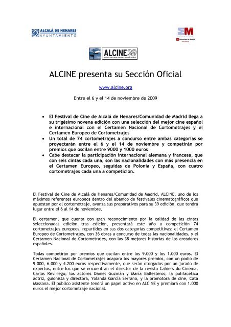 Nota de prensa Secciones oficiales - Festival de Cine Alcalá de ...