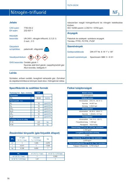 3.3 TermÃ©kadatlapok - Messer