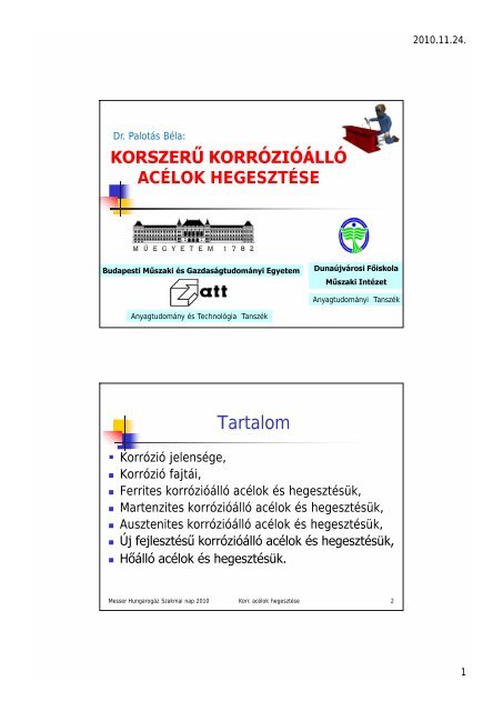 KorszerÅ± rozsdamentes acÃ©lok hegesztÃ©se - Messer