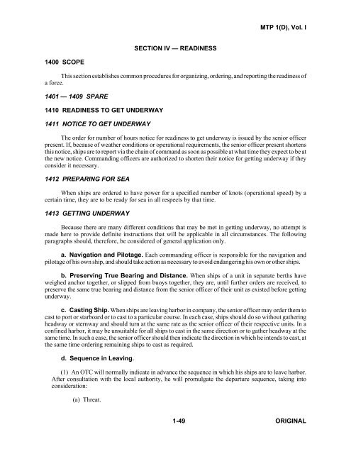 VOLUME I Multinational Maritime Tactical Instructions and Procedures