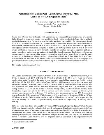 Performance of Cactus Pear [Opuntia ficus-indica (L.) Mill.] Clones in ...