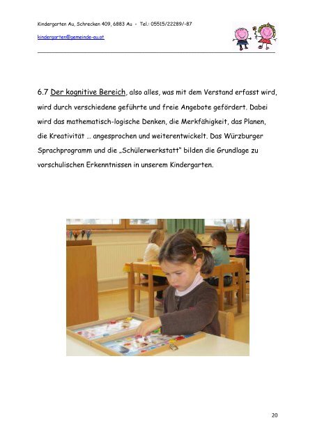 Kindergarten Au/ Bregenzerwald Schrecken 409 ... - Gemeinde Au