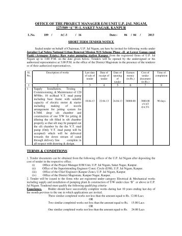 office of the project manager e/m unit up jal nigam, 127/509 'a' w-1 ...