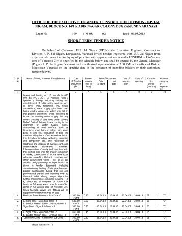 SHORT TERM TENDER NOTICE