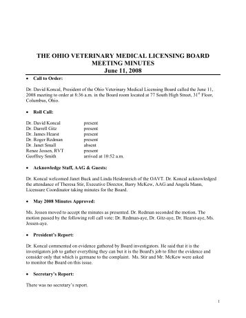 THE OHIO VETERINARY MEDICAL LICENSING BOARD - ovmlb