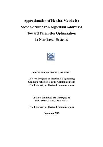 Approximation of Hessian Matrix for Second-order SPSA Algorithm ...