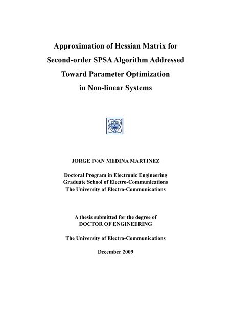 Approximation of Hessian Matrix for Second-order SPSA Algorithm ...