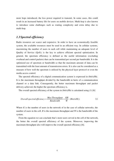 a study on the spectrum efficient multi-hop wireless network