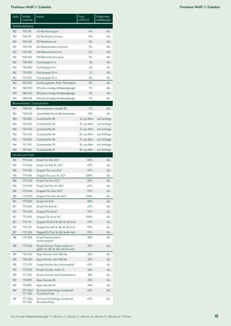 Wolff Preisliste Gartenhäuser