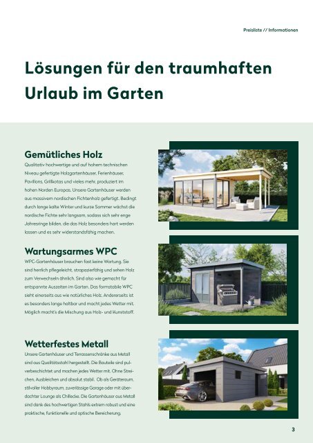 Wolff Preisliste Gartenhäuser