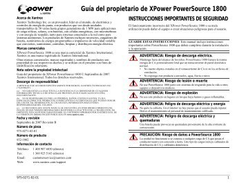 GuÃ­a del propietario de XPower PowerSource 1800 - Xantrex