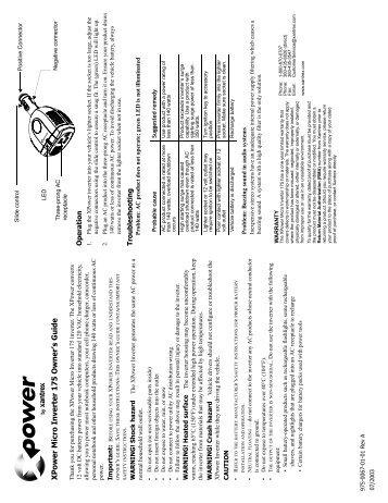 XPower Micro Inverter 175 Owner's Guide - Xantrex