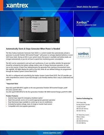 Xanbus Automatic Generator Start - Xantrex