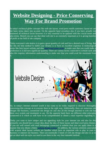 Website Designing - Price Conserving Way For Brand Promotion