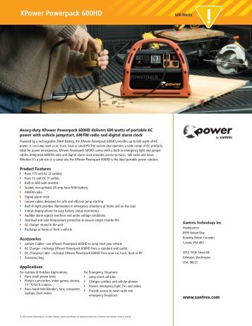 XPower Powerpack 600HD 600 Watts - Xantrex