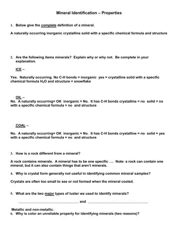 Mineral Identification â Properties