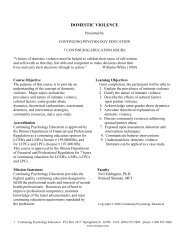Domestic Violence - 6 Hours - Continuing Psychology Education