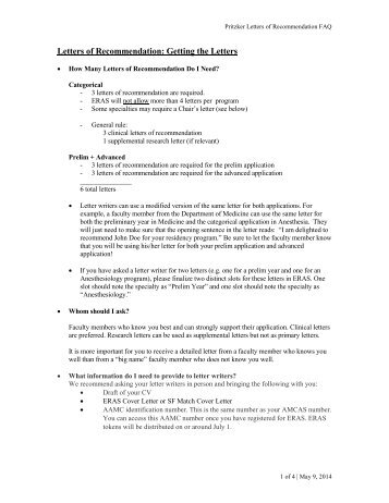 Letters of Recommendation FAQ (PDF) - Pritzker School of Medicine