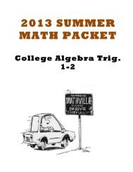 College Algebra / Trig. 1-2