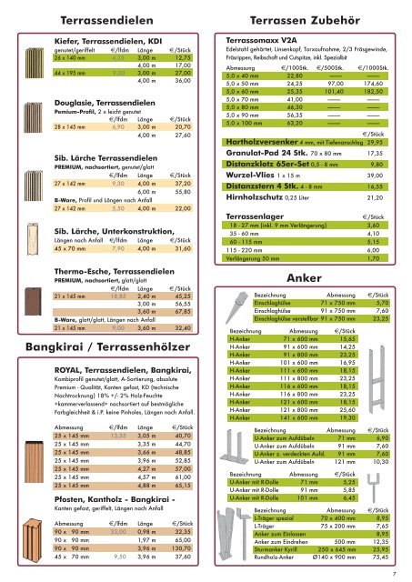 Klaushenke Preisliste