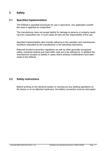 Installation and Operating Instructions Drillmat - Müller Elektronik