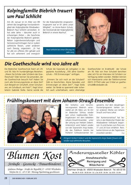 DER BIEBRICHER, Ausgabe 279, Februar 2015