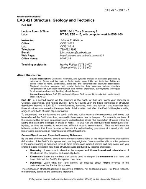 EAS 421 Structural Geology and Tectonics - Earth and Atmospheric ...