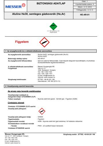 Aluline He30, semleges gÃ¡zkeverÃ©k (He,Ar) - Messer