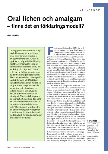 Oral lichen och amalgam - Tandläkartidningen