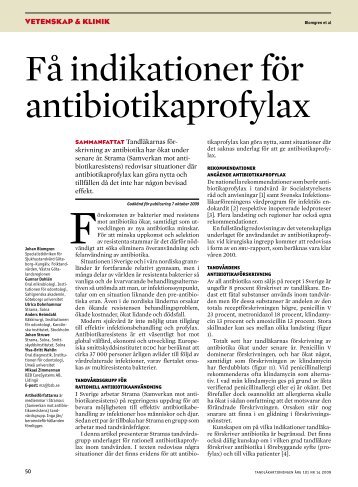 Få indikationer för antibiotikaprofylax - Tandläkartidningen