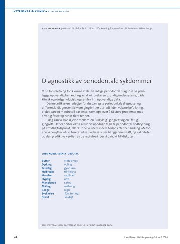 Diagnostikk av periodontale sykdommer - pingpong